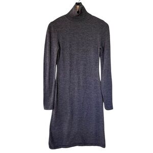 Garnet Hill 100% Merino Wool Turtleneck Long‎ Sleeve Sweater Dress Grey Small